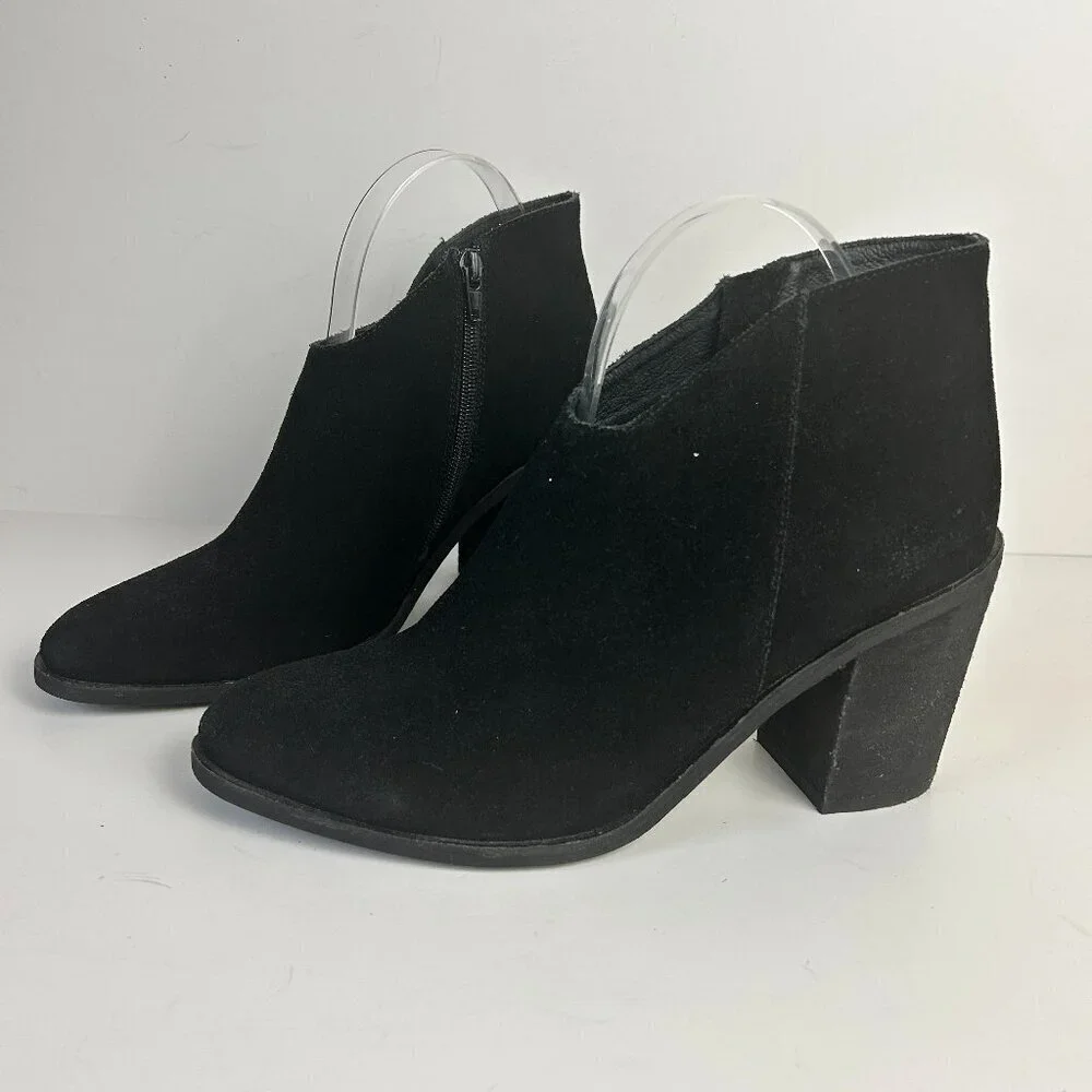Jeffrey Campbell Boots Womens 9 Black Kamet-2 Leather Suede Ankle Booties Block - Picture 1 of 11